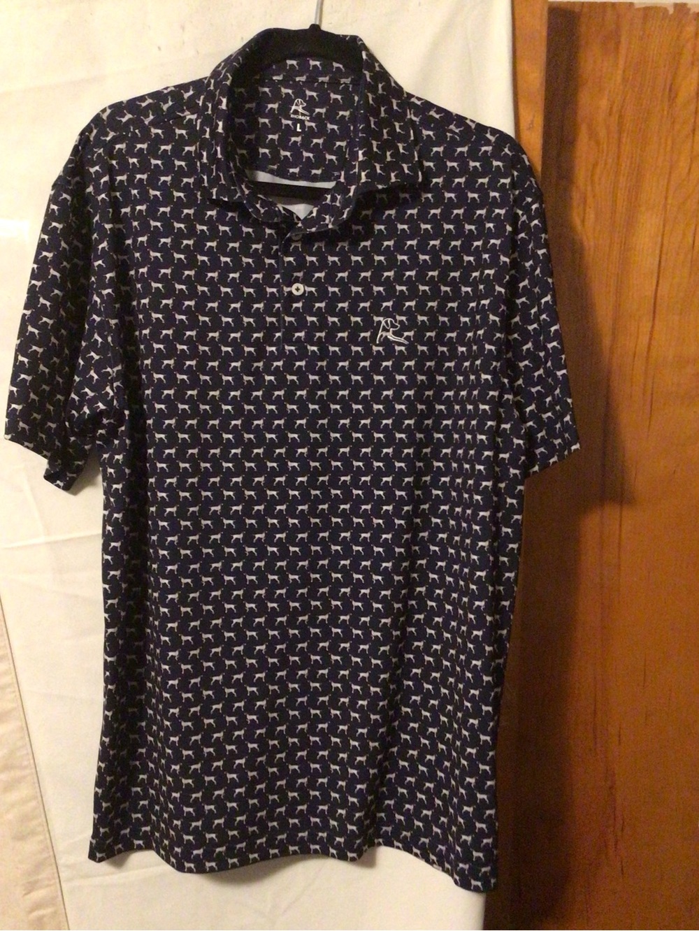 RHOBACK novelty print “ dogs” 🐕 athletic,golf polo SZ L